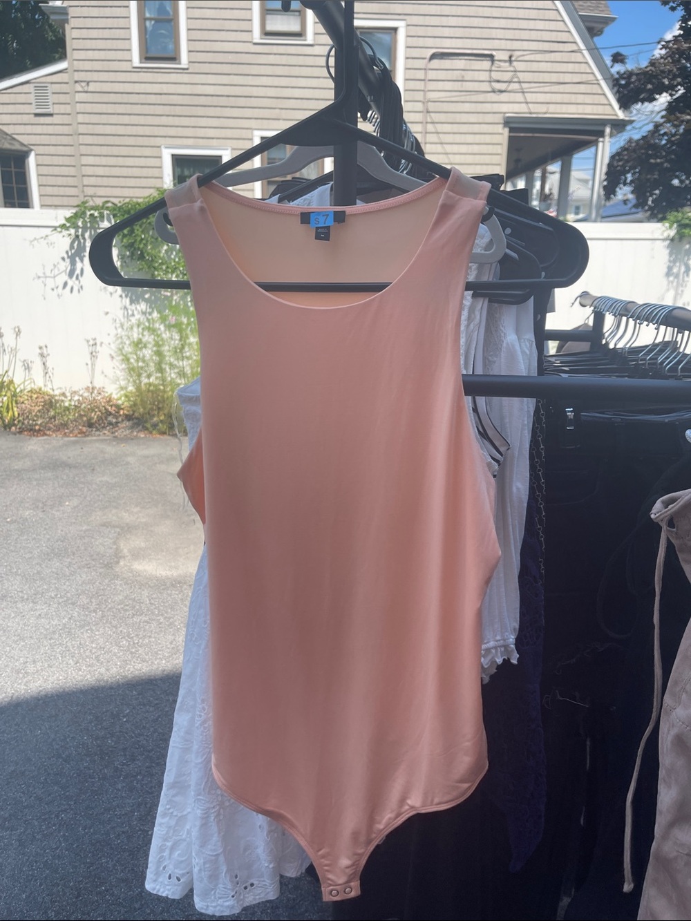 Express Peach Scoop Neck Sleeveless Bodysuit